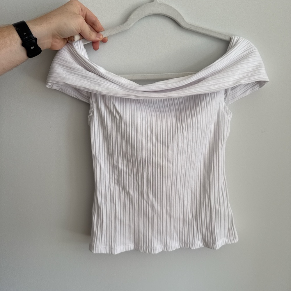Madewell Off-Shoulder Ribbed Top in White